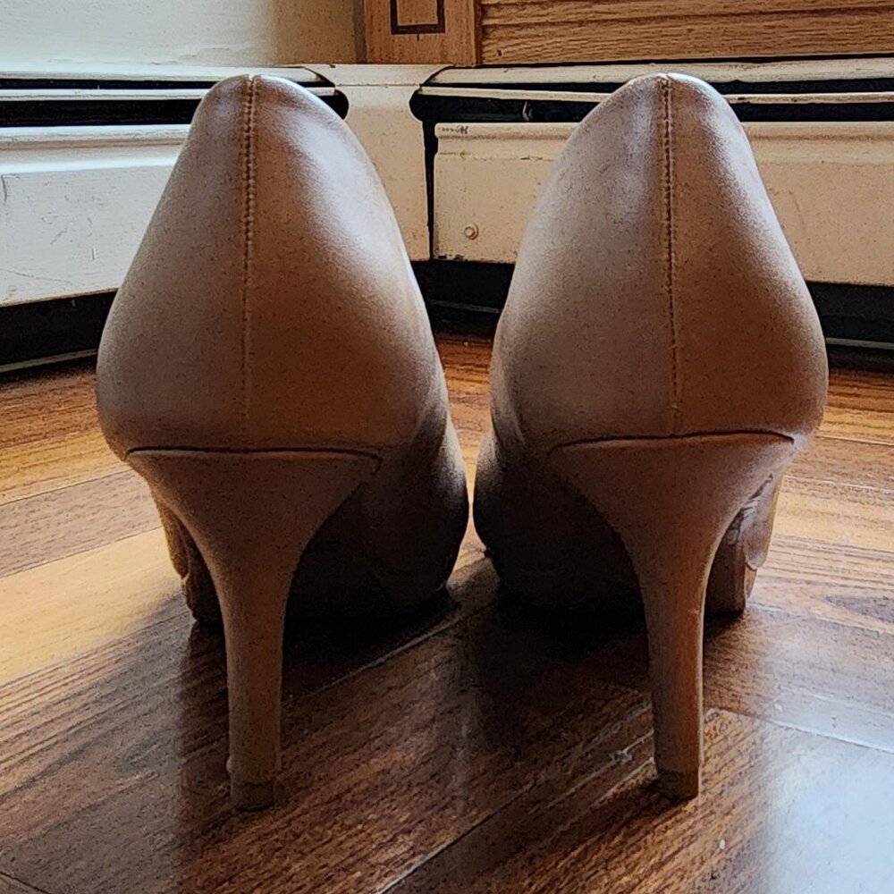 Dream Pairs Beige Leather Open Toe High Heels Size 11 - Picture 12 of 16